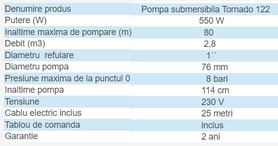 Pompa submersibila Tornado 122-25