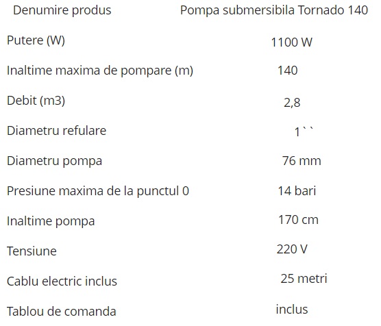 Pompa submersibila Aquatechnica 3''TORNADO140-25