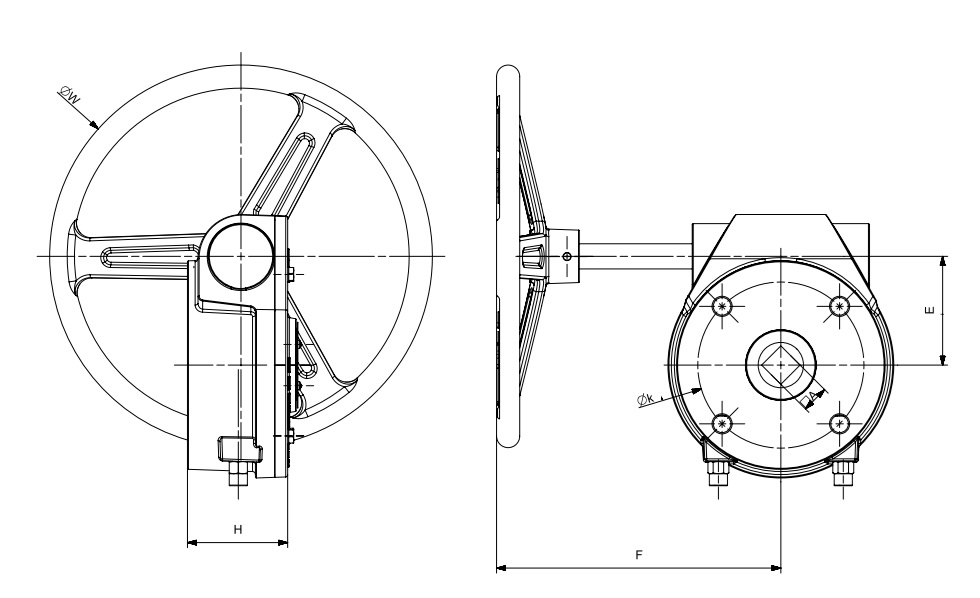 Reductor mecanic Duyar T-1210.200 pentru clapa fluture DN200